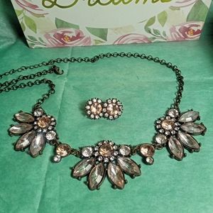 Rhinestone necklace and earings
